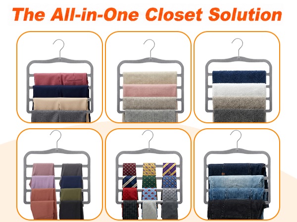 Multi functional velvet hangers for pants scarf skirt and tie organizer
