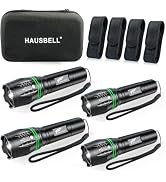 HAUSBELL 2000 Lumen Flashlight 4 Pack Super Bright Tactical LED Small | Heavy-Duty Aluminum with ...
