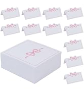 HOBBIESAY 180PCS Bow Place Cards 3.9 * 3.5" Cute Bow Knot Tent Name Cardstock for Table Setting G...