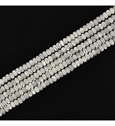 HAAMIIQII Natural White Mother of Pearl Shell Beads 3x4mm Abacus Rondelle Shape Semi Precious Sto...