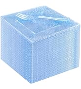 DaYammi 100Pcs Blue Glitter Dessert Plates Including 50Pcs Appetizer Plates 6" and 50Pcs Plastic ...