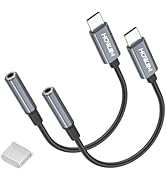 HOWJIM USB C to 3.5mm Headphone Jack Adapter 2 Pack,USB C to Aux Audio Dongle Cable Cord DAC Chip...