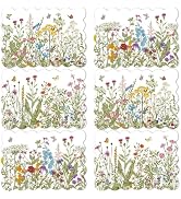 Spring Flower Placemats Set of 6 Easter Plastic Table Mats Wild Flowers Place Mats Retro Flower T...