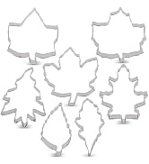 LILIAO Leaf Cookie Cutter Set - 7 Piece - Maple Leaf A & B, Rose Leaf, Ivy Leaf, Oak Leaf A, B & ...
