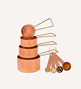 Copper Measuring Cups and Spoons Set - Metal Measuring Cups and Spoons Set - Stackable, Stylish, ...