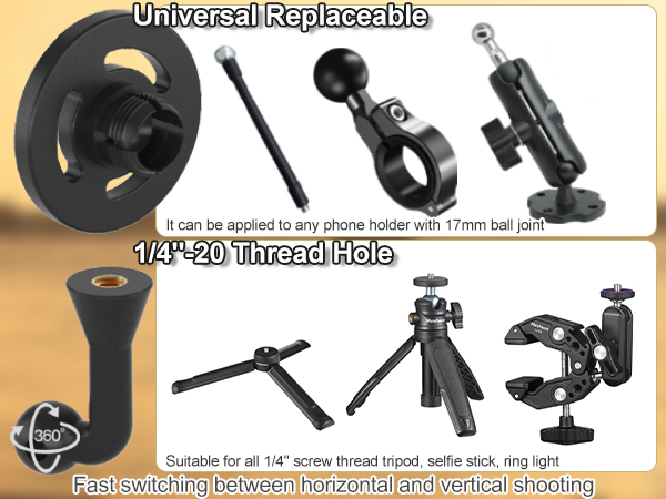 Magnetic Tripod Holder Mount Adapter for MagSafe iPhone Tripod Mount Adapter with 1/4” Screw Hole