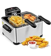 ARLIME Triple Basket Electric Deep Fryer Professional Grade, 5.3QT/21-Cup Deep Fryers with 3 Bask...