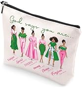 VeloKomo Sorority Gifts for Women - Aesthetic Pink and Green Makeup Bag Waterproof Linen Toiletry...