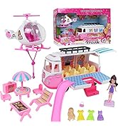 TeganPlay Toy Camper Playset for Girls includes RV Van Helicopter Doll and Lots of Accessories fo...