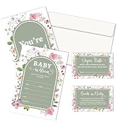 LSJEHTQ Wildflowers Baby Shower Invitations For Girl, Sets of 25 Boho Baby In Bloom Invites With ...