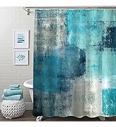 Mitovilla Teal Grey Ombre Shower Curtain Set, Blue Green Shower Curtain Liner, Turquoise Fabric S...