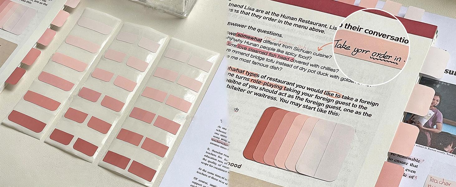 pink sticky tabs