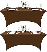 ZarzaaSik 2-Pack 6ft Spandex Table Covers for Rectangle Standard Folding Tables - Wrinkle Resista...