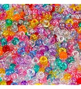 1000+pcs Glitter Pony Beads Bulk, Acrylic 9mm Large Plastic Bead for Bracelets Big Hole Hair Brai...