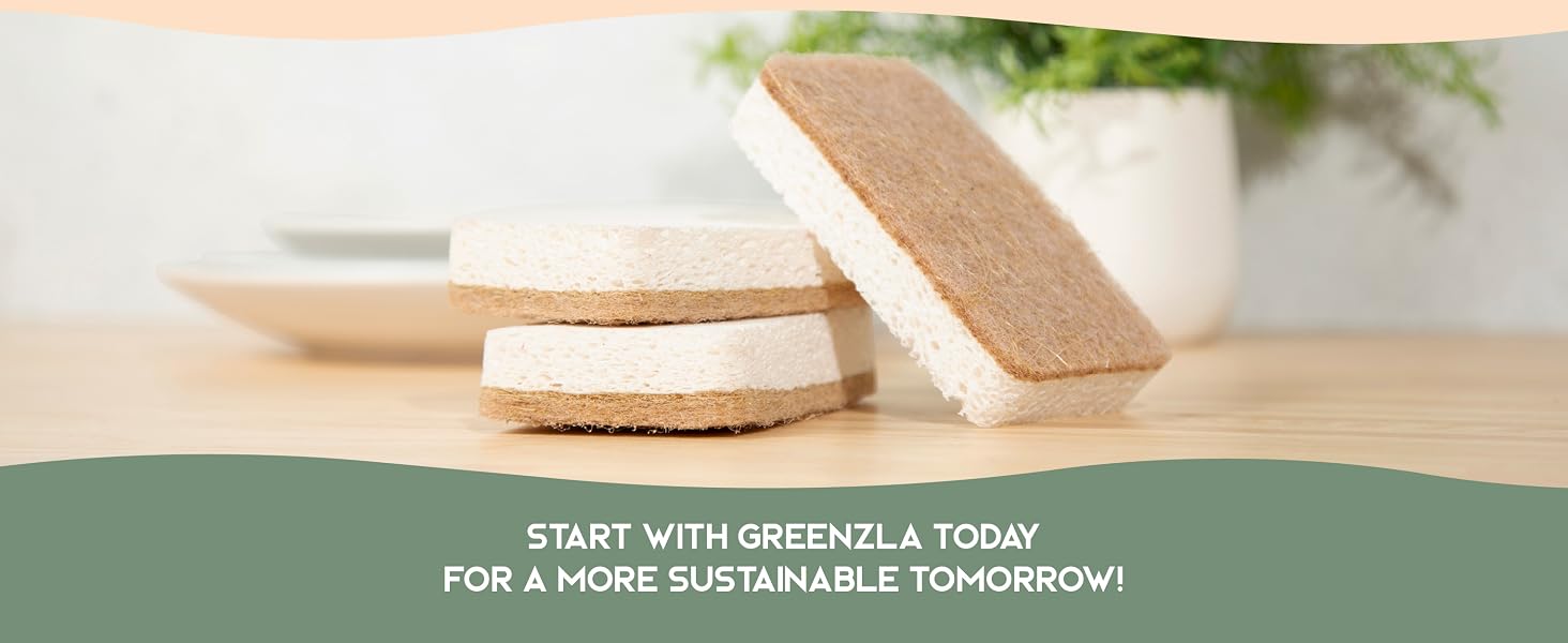 Greenzla Natural Sponges, natural kitchen scrubbers for dishes, natural loofah, scouring pads