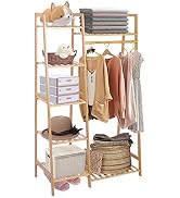 Ufine Bamboo Garment Rack 7-Tier Storage Shelves Clothes Hanging Rack, Heavy Duty Clothing Rack M...