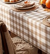misaya Rectangular Waterproof Vinyl Table Cloth, Flannel Backed Tablecloth | 60" x 84" Buffalo Pl...