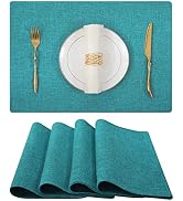 Homaxy Cloths Placemats for Dining Table Set of 4, Heat Resistant Washable Cotton Linen Blend Tab...