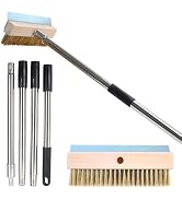 DTNESS Commercial Aluminum Pizza Oven Brush w/Scraper & Brass Bristles | 4-Section 60in, Anti-bre...