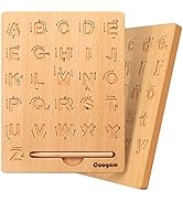 Coogam Wooden Letters Practicing Board, Double-Sided Alphabet Tracing Tool Learning to Write ABC ...