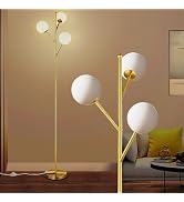 Ldeco Globe Mid Century Tree Floor Lamp with 3 Light Bulbs,70in Tall Standing Glod Floor Lamp wit...