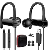 USB Headphone Over-Ear Hook 2.5M 8.2FT Computer Headset Mute Mic USB A Earphone in-Ear Noise Canc...