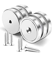 MIKEDE Strong Magnets with Hole, 100lb + Heavy Duty Neodymium Cup Magnets with Stainless Screw fo...