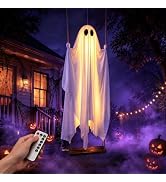 Songhello Swinging Ghost Outdoor Decor, Large Hanging Halloween Ghost 5FT | Pre-Assembled, Remote...