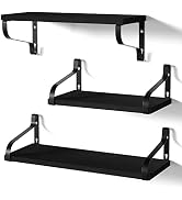 Love-KANKEI Floating Shelves Wall Mounted Set of 3, Large Wood Wall Shelves for Storage, Rustic S...
