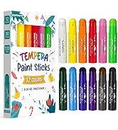 JUPITEARTH 12 Colors Tempera Paint Sticks with 120 PDF Coloring Pages and 30 Stickers, Quick Dryi...
