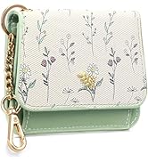 GAEKEAO Small Wallet for Women RFID Blocking Slim Keychian Wallet Floral Vegan Leather Card Holde...