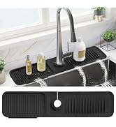 PoYang 24 Inch Faucet Mat for Kitchen Sink Splash Guard Behind Faucet, Sink Protectors for Kitche...