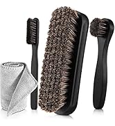 4 Pcs Horsehair Shine Shoes Brush Kit Polish Dauber Applicators Cleaning Leather Shoes Boots Care...