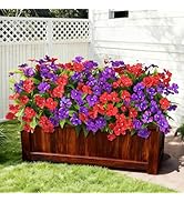 Artificial Impatiens Flowers for Outdoors, 6 Bundles Silk Fake Flowers for Spring Summer Decorati...