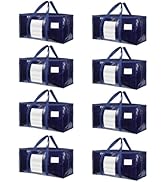 8 Pack Extra Large Moving Bags Heavy Duty with Clear Window and Zippers & Carrying Handles, Close...