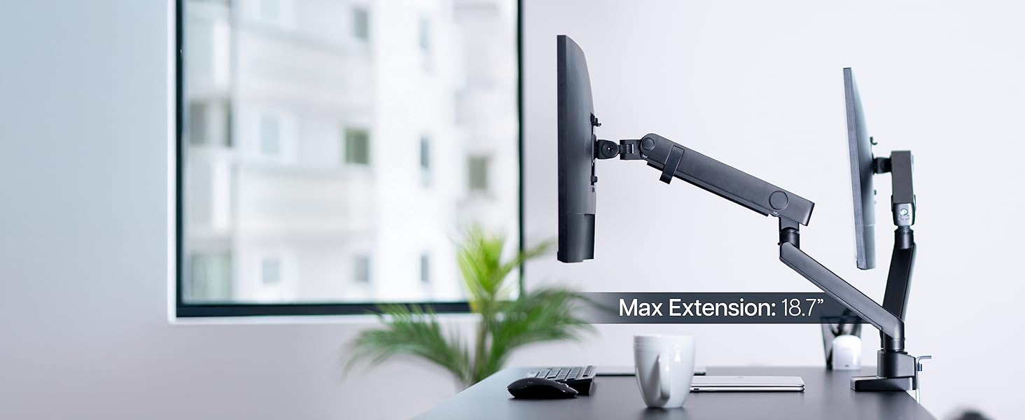 MECHANICAL SPRING DESK MOUNT DUAL MONITOR DESK MOUNT COUNTERBALANCE ARM MONITOR MOUNT extension