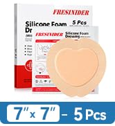 FRESINIDER 7"x7" (Pack of 5) Wound Silicone Sacral Foam Dressing - Sacrum Foam Adhesive with Bord...