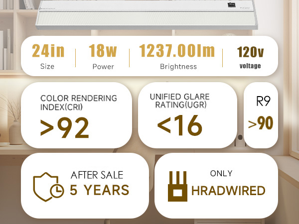 Ansen Hardwired Under Cabinet Lighting, 24in 18W LED Light for Kitchen/Closet, CRI>92, R9>90, 3CCT
