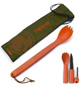 Tapirus Spork Tactical Orange | BPA Free Spoon Fork, Stainless Steel Knife and Fire Starter | 3 i...