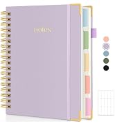 SKYDUE 5 Subject Notebook with Dividers and Tabs, 8" x 10" College Ruled Notebook for Work, 300 P...