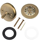 Champagne Bronze Trip Lever Tub Trim Kit Set with Trip Lever Overflow Face Plate, No putty Gasket...