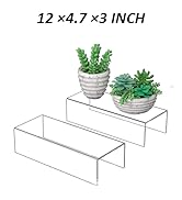 Sezanrpt Acrylic Shelf Riser 12x4.7x3 pack of 2, Desktop Rectangular Acrylic Tray Pedestal Stand ...