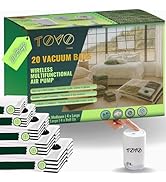 TOVO PRIME 20 Vacuum Storage Bags with USB C Rechargeable Electric Air Pump | Space Saver Compres...