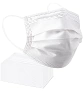 Borje White Disposable Face Masks 100 Pcs White Face Mask 3 Ply Protection Masks
