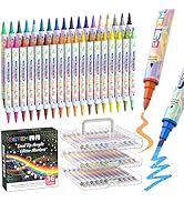 Betem 36 Colors Glitter Markers, Metallic Acrylic Paint Pens, Glitter Pens for Fabric, Rock, Glas...