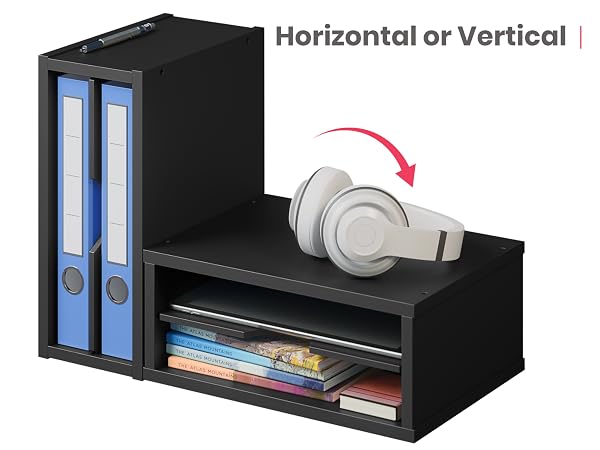 Horizontal and vertical 2-tier paper tray for desk, Black by Ballucci