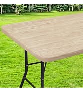 smiry Rectangle Picnic Tablecloth, Waterproof Elastic Fitted Table Covers for 6 Foot Tables, Wipe...