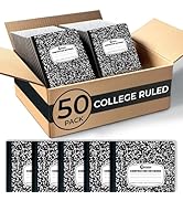 Rosmonde 50 Pack Bulk Composition Notebooks College Ruled, 200 Pages (100 Sheets), 9-3/4 x 7-1/2,...