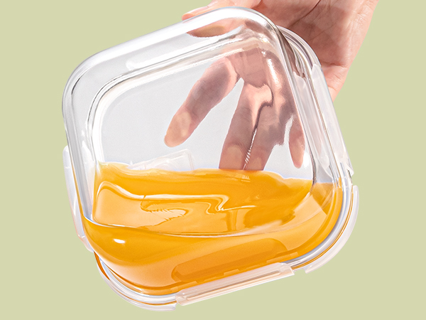 3 Cup Glass Storage Containers with Lids 24 oz, Small Square Borosilicate Glass Food