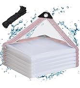 Clear Waterproof Tarp with Grommets 8x10ft,Heavy Duty Clear Vinyl Plastic Tarps for Winter Outdoo...